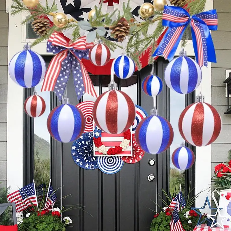 

independence Day Hanging Ball Ornaments 4th of July Hanging Decoration Star Patriotic Hanging Tree Ornaments Decoration Striped