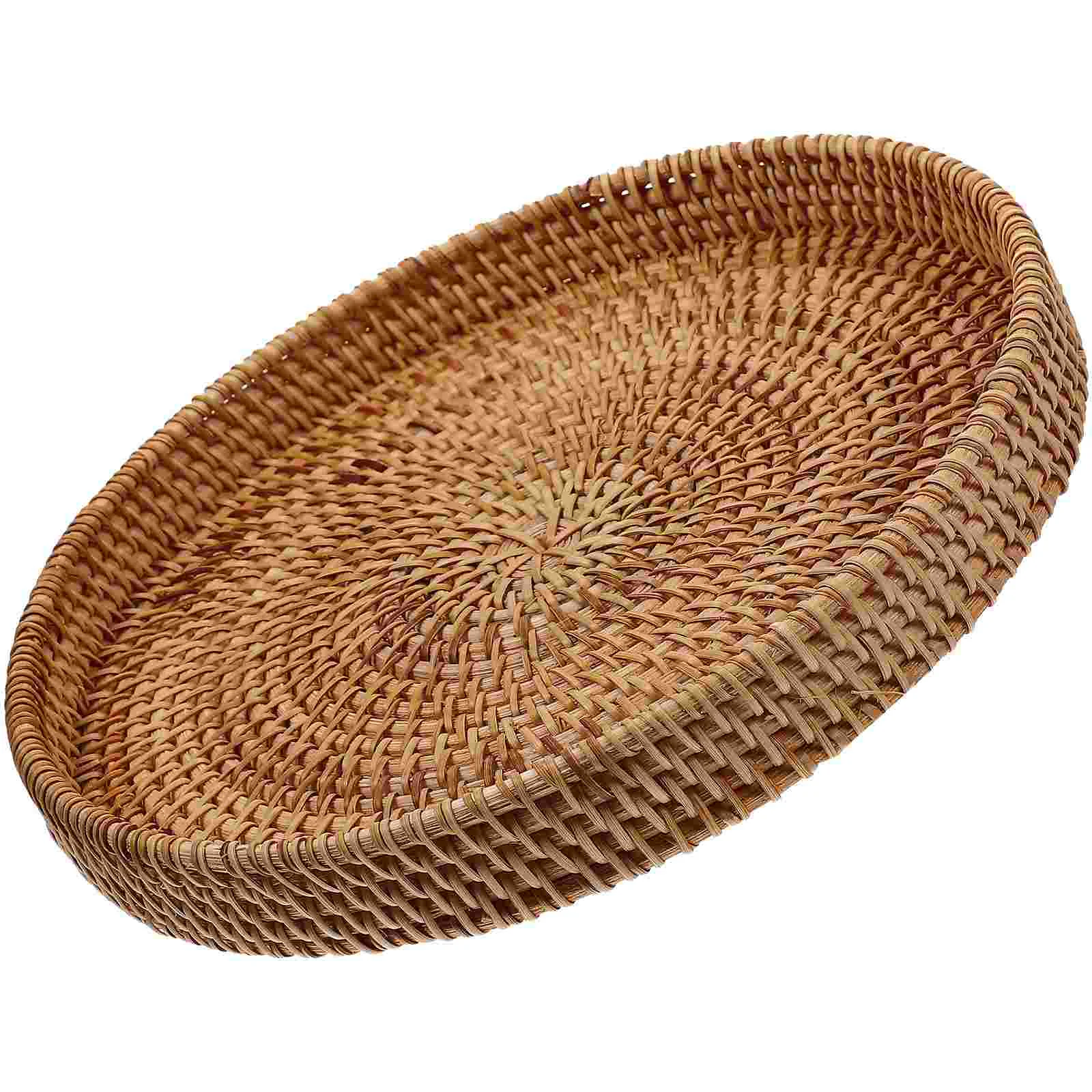 Circle Tray Vanity Stool Rattan Storage Basket Multi-function Coffee Multifunction Decorate Gathering Elegant Fruit Plate 2