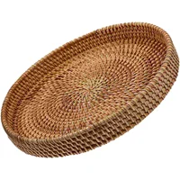 Circle Tray Vanity Stool Rattan Storage Basket Multi-function Coffee Multifunction Decorate Gathering Elegant Fruit Plate 2