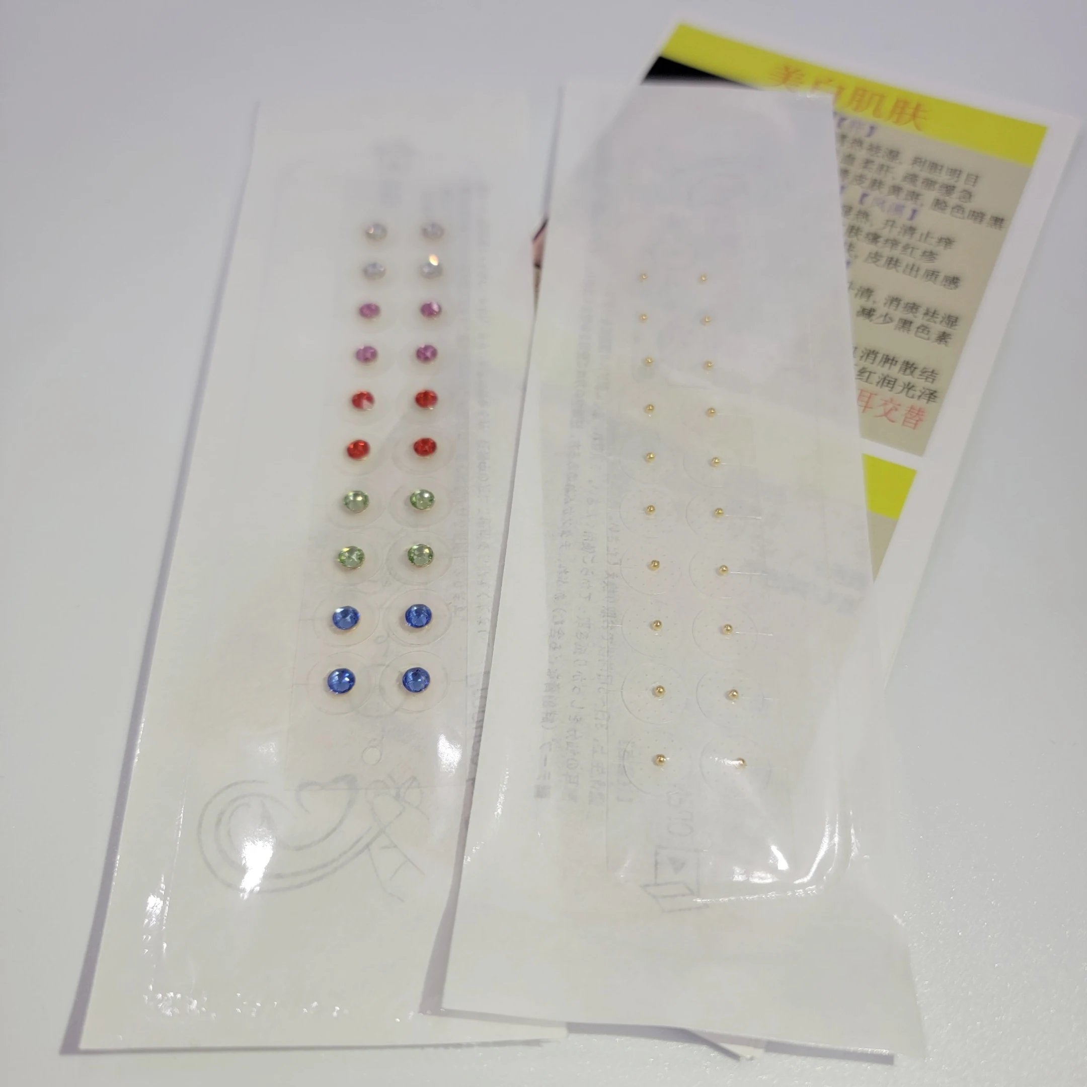 24k Gold Ear Seeds Crystal Gem Stone Bead Clear Tape Auricular Sticker Ear Seeds Ear