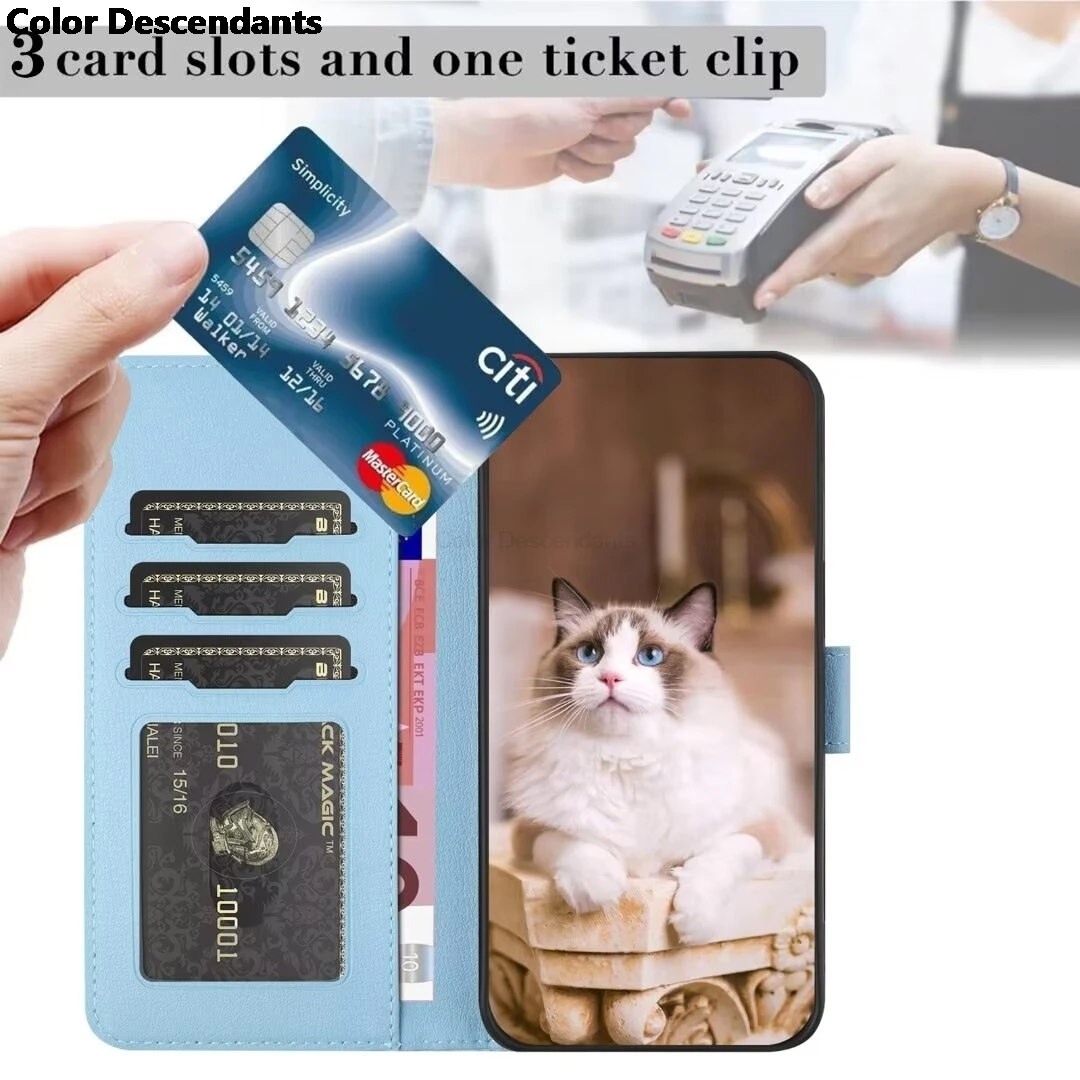 Funda POCO C65 M6 Pro X6 Leather Flip Case for Xiaomi Redmi 13C 12 Note 13 Pro 4G 5G Cute Cat Pets Wallet Phone Cover Women