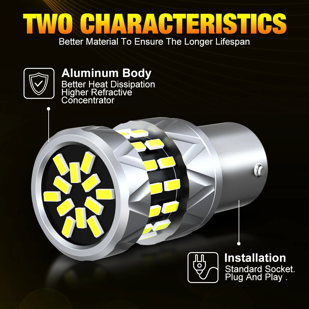 2pcs CanBus 램프 1156 BA15S P21W BAU15S PY21W 7440 W21W P21/5W 1157 BAY15D 7443 LED 전구 42smd 3014 칩 역방향 회전 신호