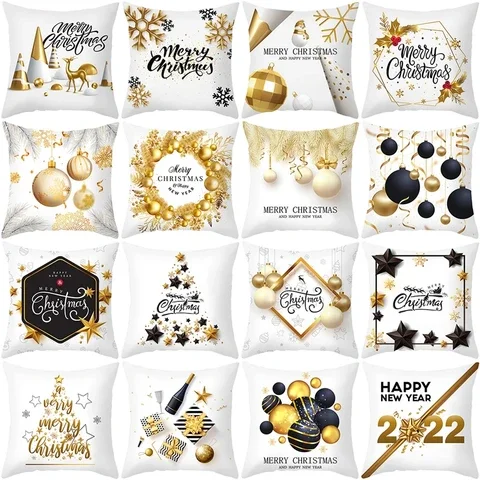 

Christmas Cushion Cover Merry Christmas Decorations for Home 2021 Christmas Ornament Xmas Gifts Navidad Noel Happy New Year 2022