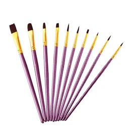 Deluxe Watercolor Gouache Paint Brush Set - Premium Nylon Hair Art Supplies (6/10 Piece Set) (PURPLE)