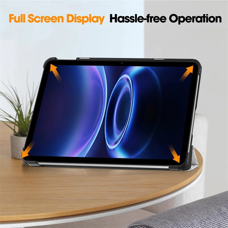 Enhanced Product Title: Stylish Magnetic Tri-Fold Stand Case with Hard PC Back and Artistic Design