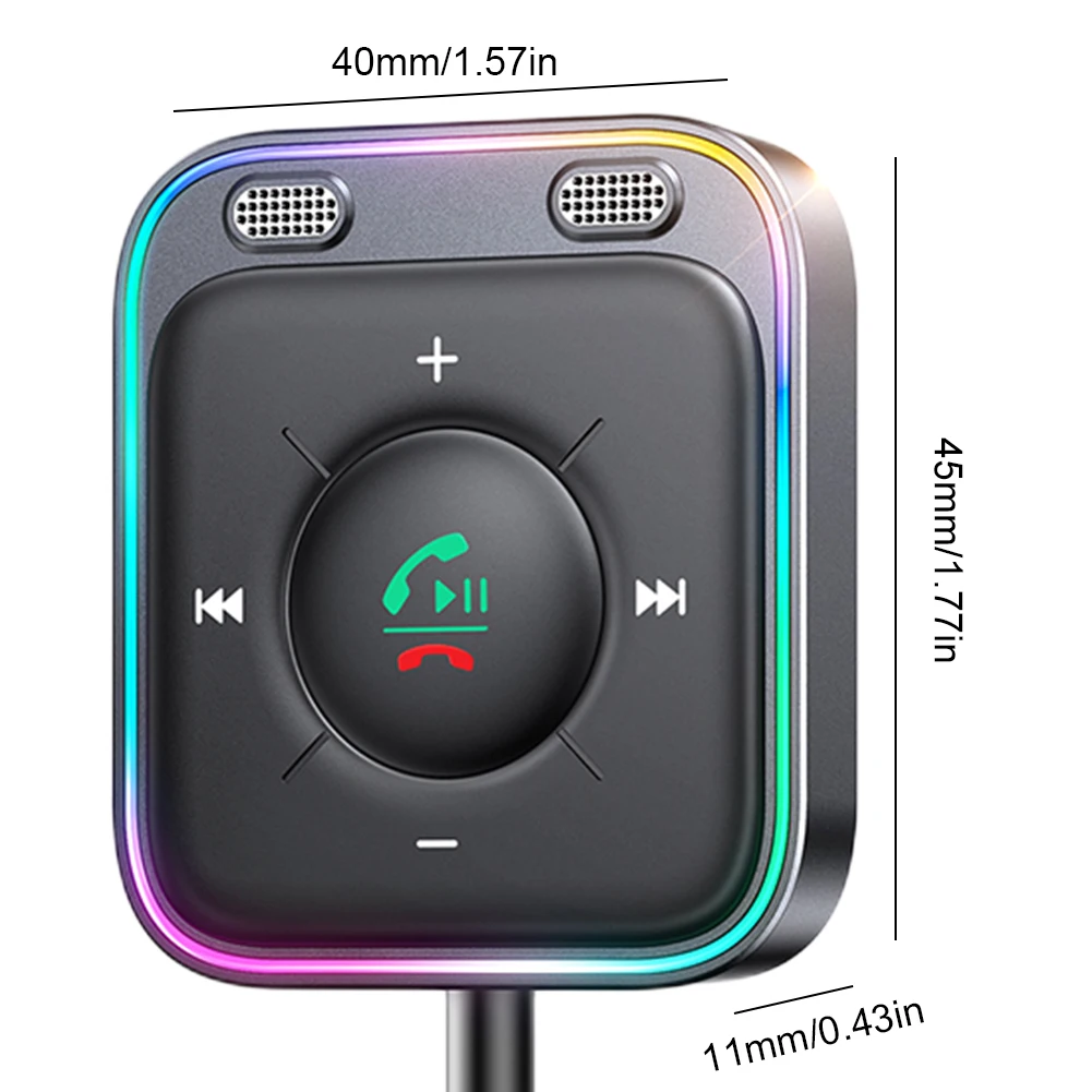 블루투스 호환 5.3 MP3 플레이어, 향상된 자동차 오디오 스테레오, 듀얼 마이크, 오디오 송신기, 소음 제거, 자동차 트럭용 3.5mm