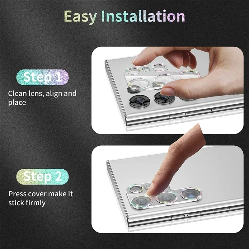 Custodia protettiva per obiettivo della fotocamera con diamanti e glitter Bling per Samsung Galaxy S25 S22 S24 Ultra S23 Plus S24Ultra S24Plus in vetro a copertura totale_voghion.com