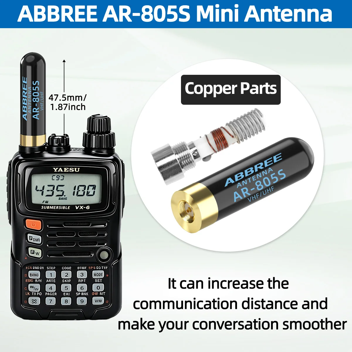 ABBREE AR-805S SMA-남성 미니 안테나 워키 토키 BAOFENG UV-3R Retevis RT82 Wouxun UV-9D PLUS 용 듀얼 밴드 고이득 안테나