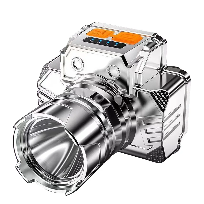 Head Flashlight Cob Headlamp Head Led Light Rechargeable Front Super Bright Waterproof for Hunting