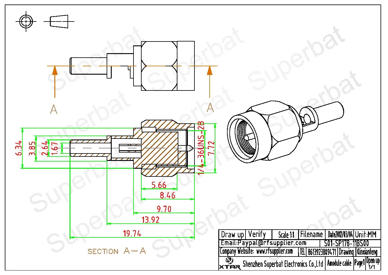 SMA Crimp Male RF Coaxial Connectors for RG316 Cables