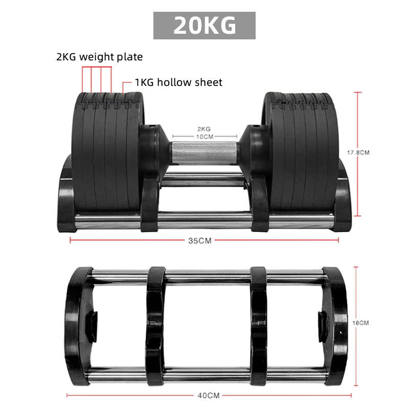 40K Adjustable Dumbbell 20KG 30KG Weights Set Fitness Equipment Gym for Body Building Hot Sale in Stock