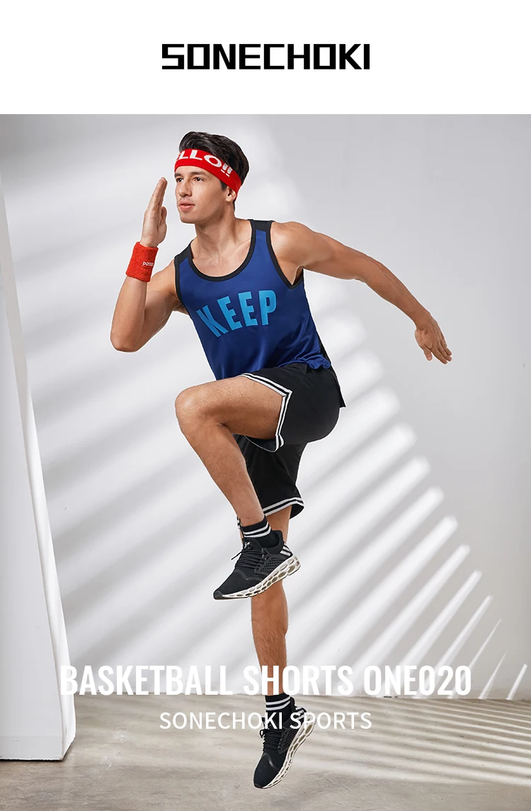 SONECHOKI men’s breathable mesh basketball gym running training shorts 652