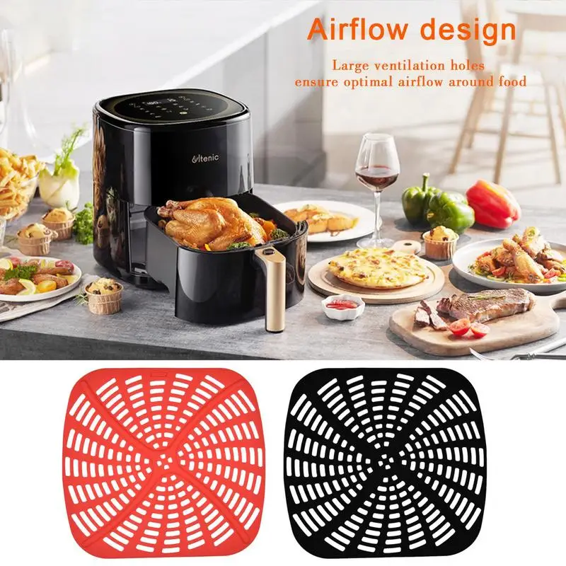 

2 Pcs Silicone Air Fryer Mats Reusable Air Fryer Liners Portable Cooking Mats Non Stick Steamer Pads Kitchen Accessories
