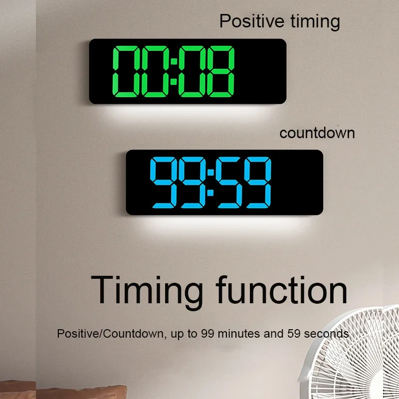 Horloge Murale LED Numérique 30.5cm - 12 Couleurs RVB, Télécommande, Température, Réveil