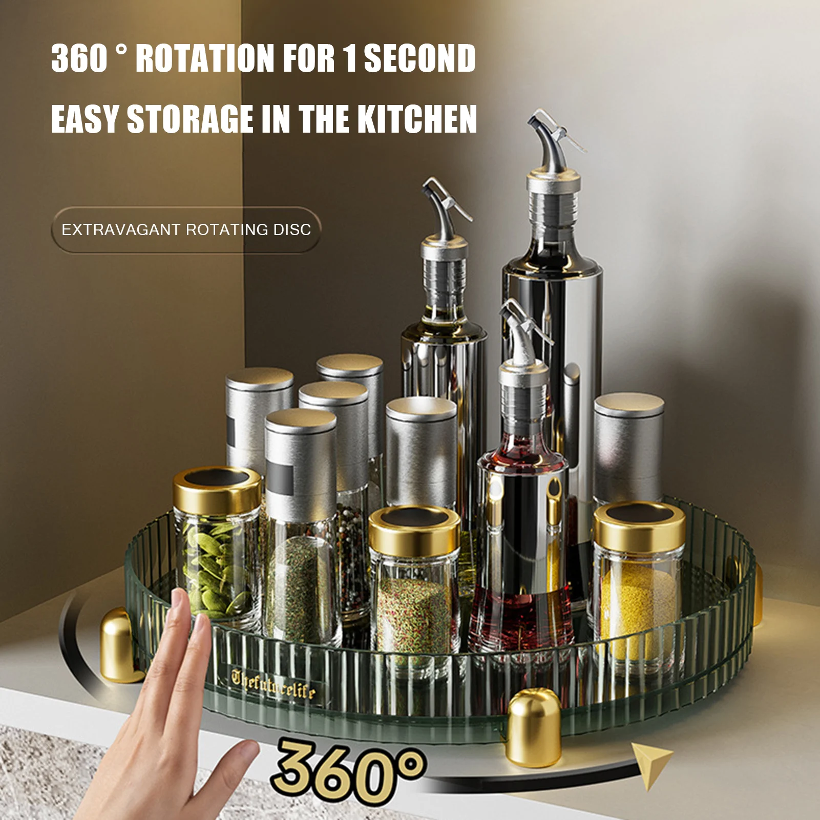 Rotating Spice Rack Storage Tray Large Capacity Spice Rack Organizer Kitchen Cabinet 360 Degree Rotating Cabinet Turntable