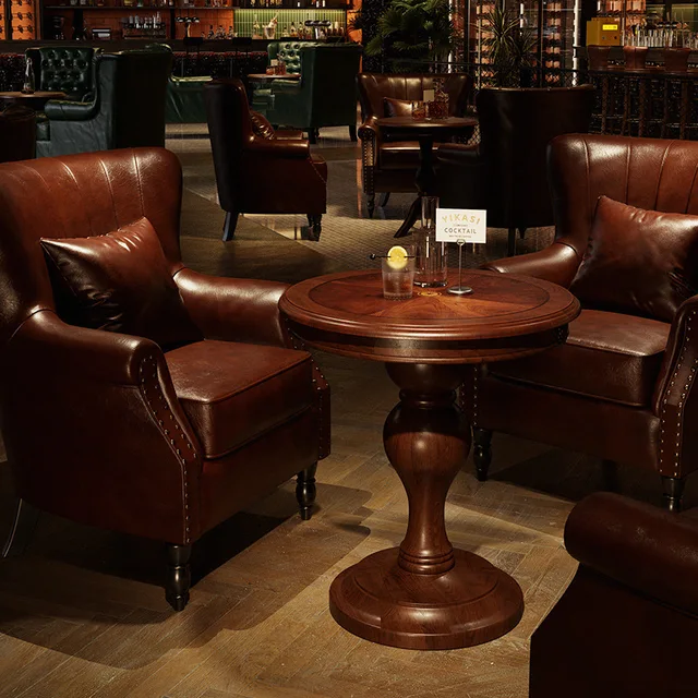 American Retro Style Bar Sofa Chair Clear Bar Small Restaurant Commercial Table and Chair Combination Single Chair