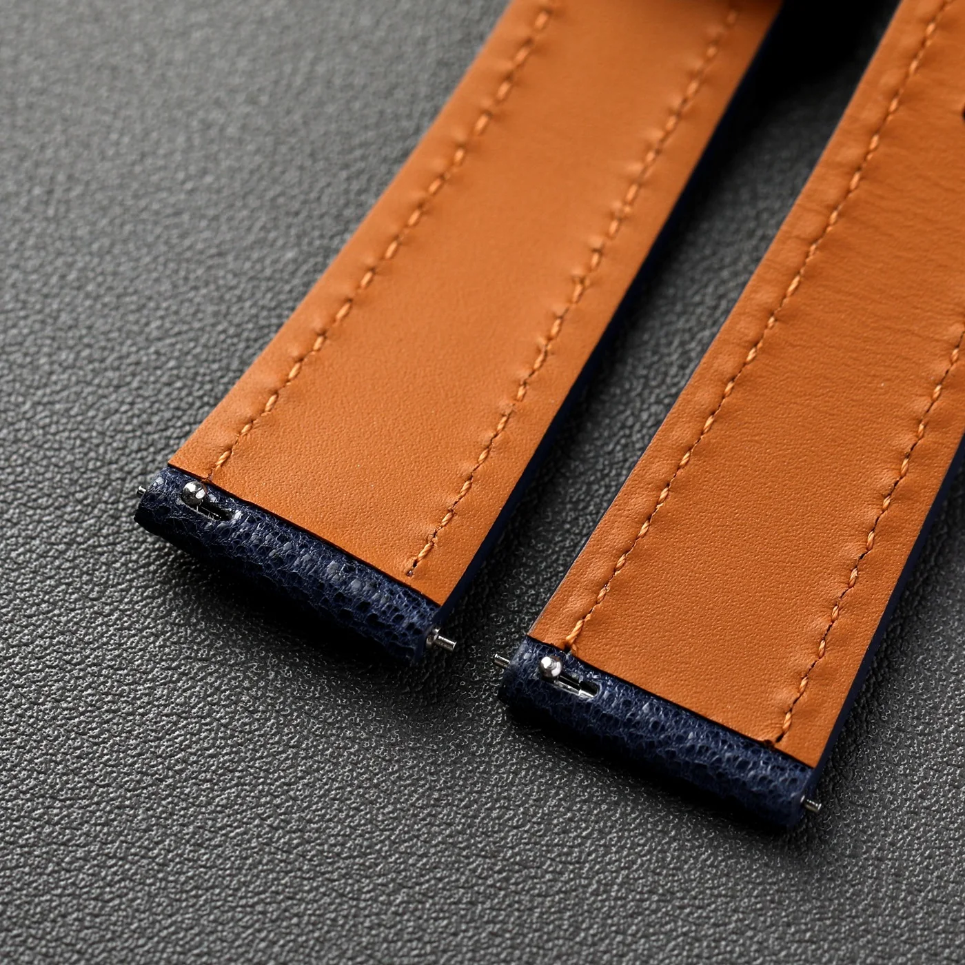 Ultra-Thin Deep Blue Genuine Leather Sheepskin Strap - Vintage Quick Release Bracelet, S/M Size