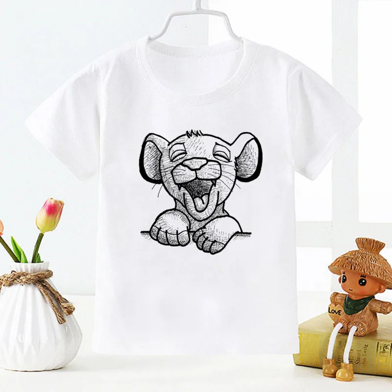 The Lion King Simba T Shirt Kids Boys Clothes White Short Sleev T-shirts Summer Children Clothing Baby Tops 1-12 Years Old 6