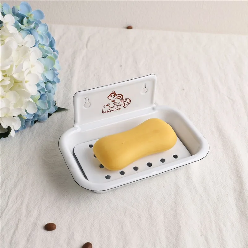 Enameled Squirrel Soap Di Wall Mounted Soap Holder Batoom Draining Soap Box Handmade Household Personal Cleaning Tool