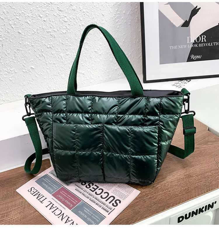 Nylon Quilted Women Handbags Fashion Cotton Padded Crossbody Bags for Women Designer Brands Down Space Shoulder Bag Purses 2022