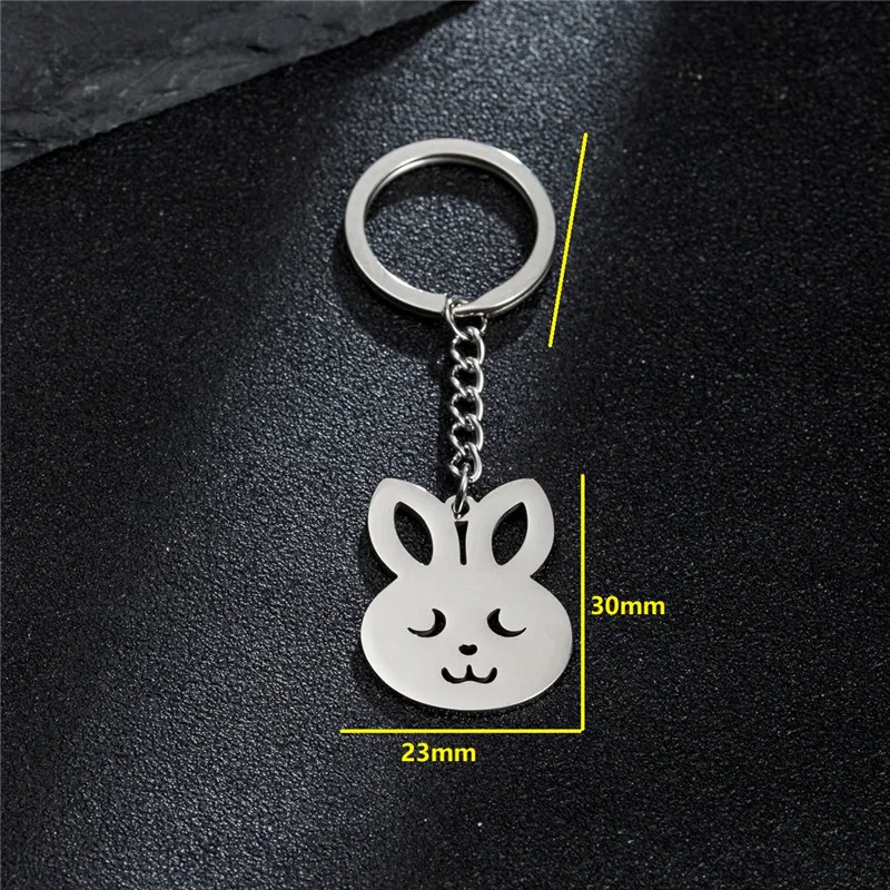 Cute Rabbit Pendant Stainless Steel Women Keychain Sweet Bag