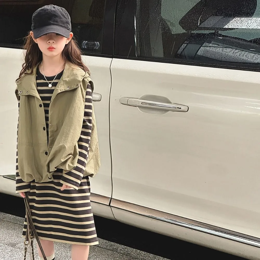 Fashion Y2K Children's Wear Suit Slim Fit Teens Waistcoat Dress Suit Autumn Summer Sweet Girls Clothes Set Summer