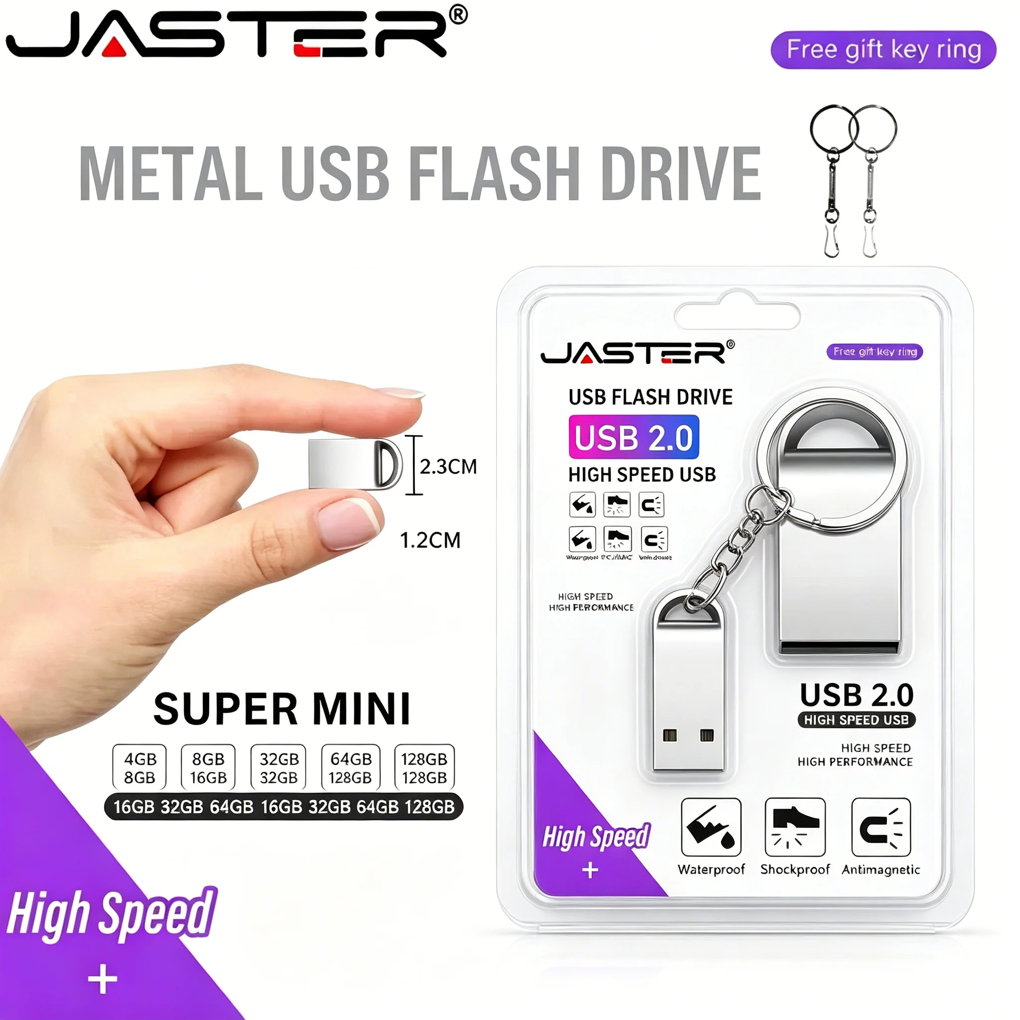 Mini Pen Drive 128GB 64GB 32GB USB Flash Drive Silver Memory Stick Drive 16GB 2.0 Key Chain Creative Gift U Disk 8GB for Laptop 1