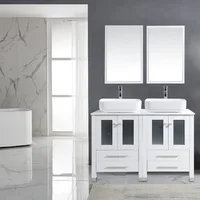 Bathroom Vanity 48 inch and Sink Combo Double Main Cabinet Combo with Double Rectangular Ceramic Sink for Small Space Bathroom 1
