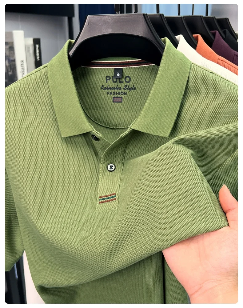 100% pure cotton short sleeve polo shirt men summer simple Korean fashion striped high-end designer brand casual golf T-shirt 13 S1b9e2dccac794f0f80a21ad2c88217dfo