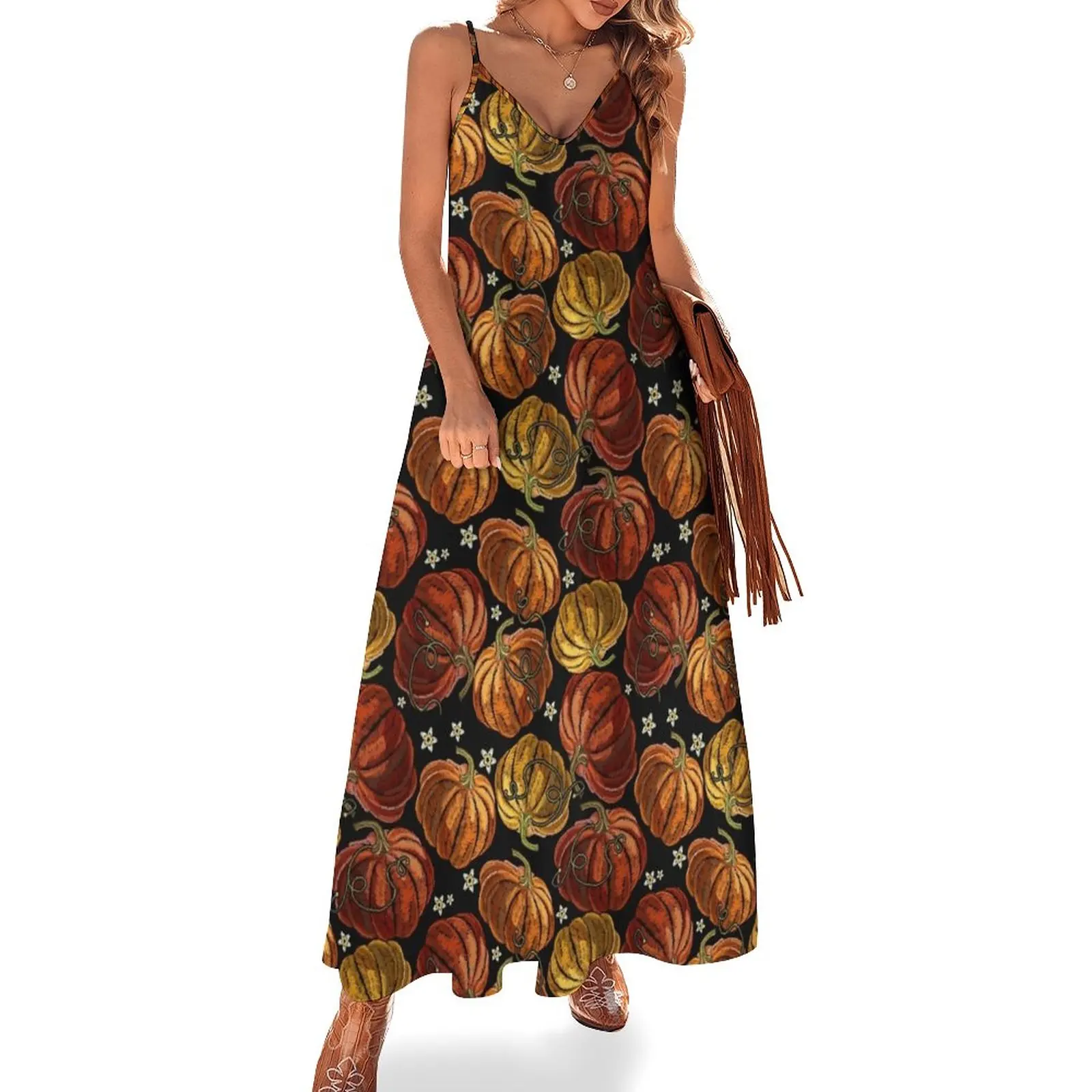 

Orange pumpkins Sleeveless Dress woman dress dress women summer long dresses for women clothing women summer 2024