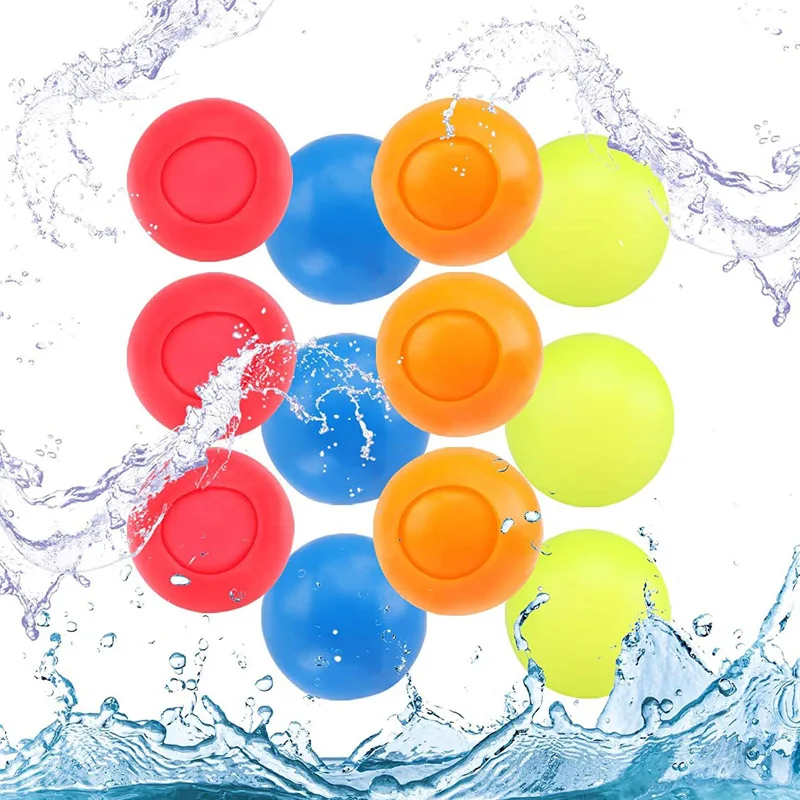 8pcs/16pcs Reusable Water Balls Silicone Summer Beach Outdoor Quick Filling Water Balloon Set Kid Fight Game Splash Bombs