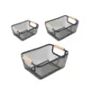 Metal Wire Bin Basket with Wooden Handle Multifunctional Countertop Organizer Portable for Living Rooms Breathable Lightweight 1