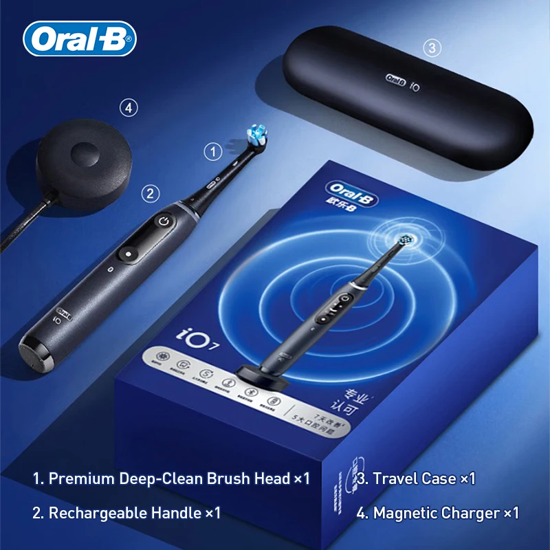 Oral B Io7 전동 칫솔 Io 시리즈 충전식 방수 스마트 회전 타이밍 전자 ..