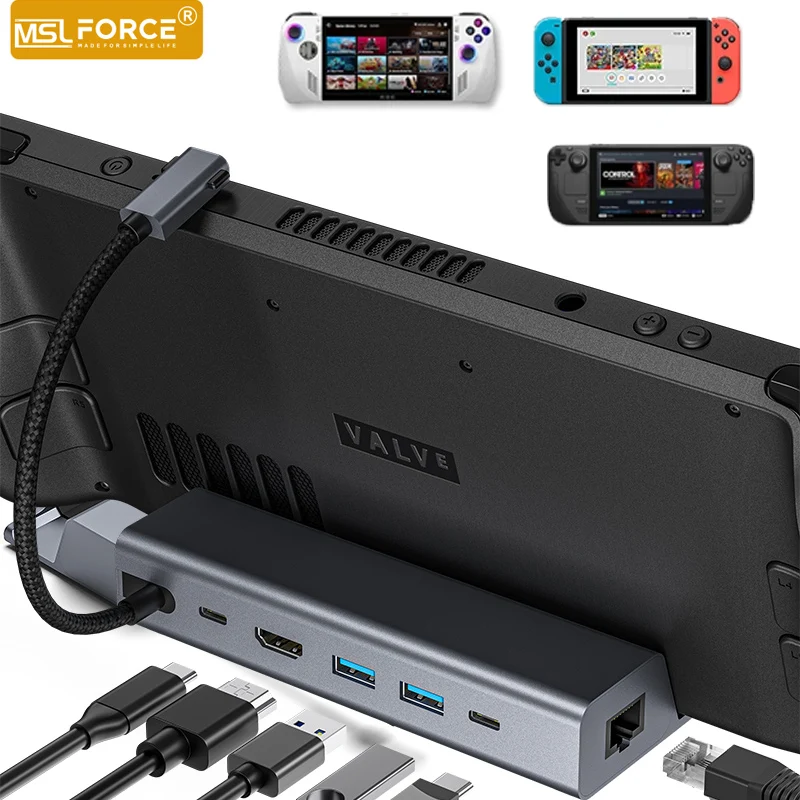 Docking Station Per Steam Deck Rog Ally Switch Nintendo Dock Con Data Usb 3.0 Adattatore Da Tipo C A Hdmi 4K Hub Ipad Porta Multipla