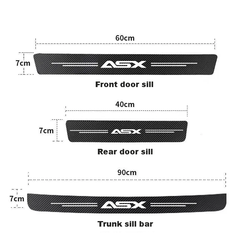 자동 탄소 섬유 데칼 스티커 Mitsubishi ASX 2010 2011 2012 2013 2014-2023 액세서리 용 자동차 도어 임계 값 스커프