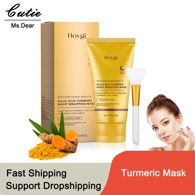 Kojic Acid Turmeric Overnight Wrapping Peel Off Mask Nourishes Hydrolyzed Collagen Glowing Skin Korean Facial Mask Skin Care 1