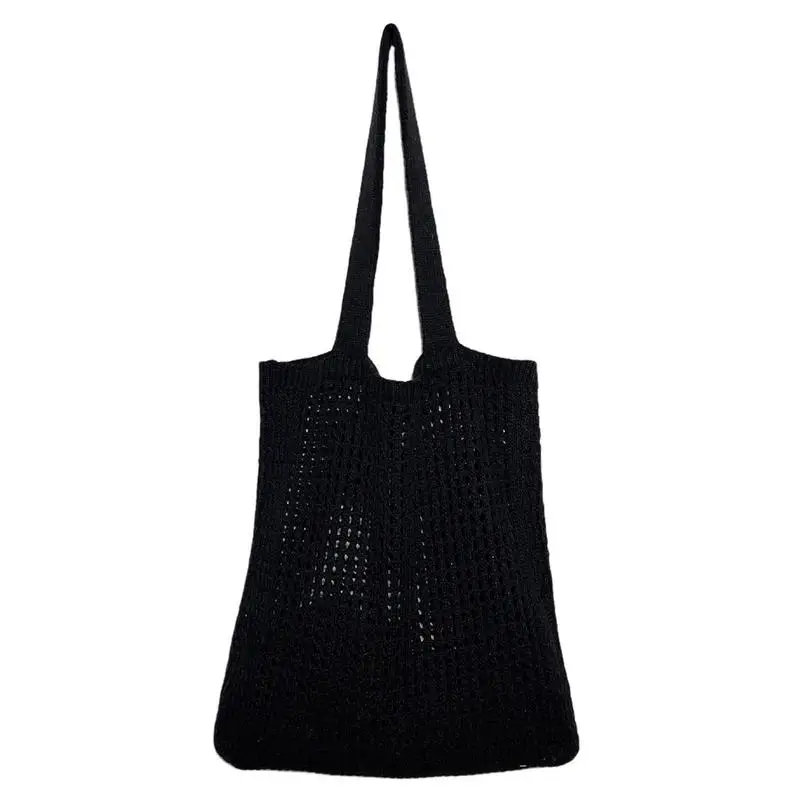 

Beach Tote Knitted Shoulder Bags Solid Color Cute Handbags With Hollow Design Travel Essentials To Store Daily Necessities