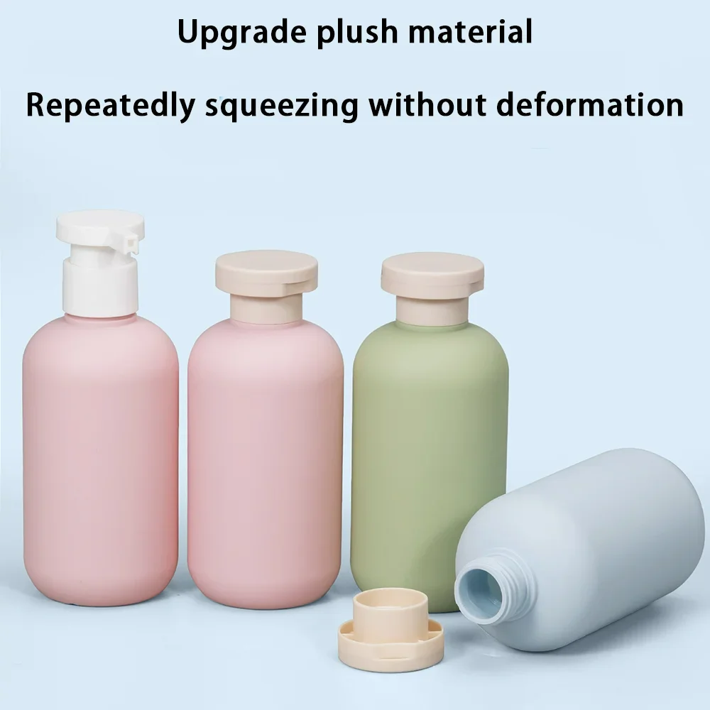 Set of 3 Clear Blue Travel-Size Pump Bottles for Shampoo and Shower Gel
