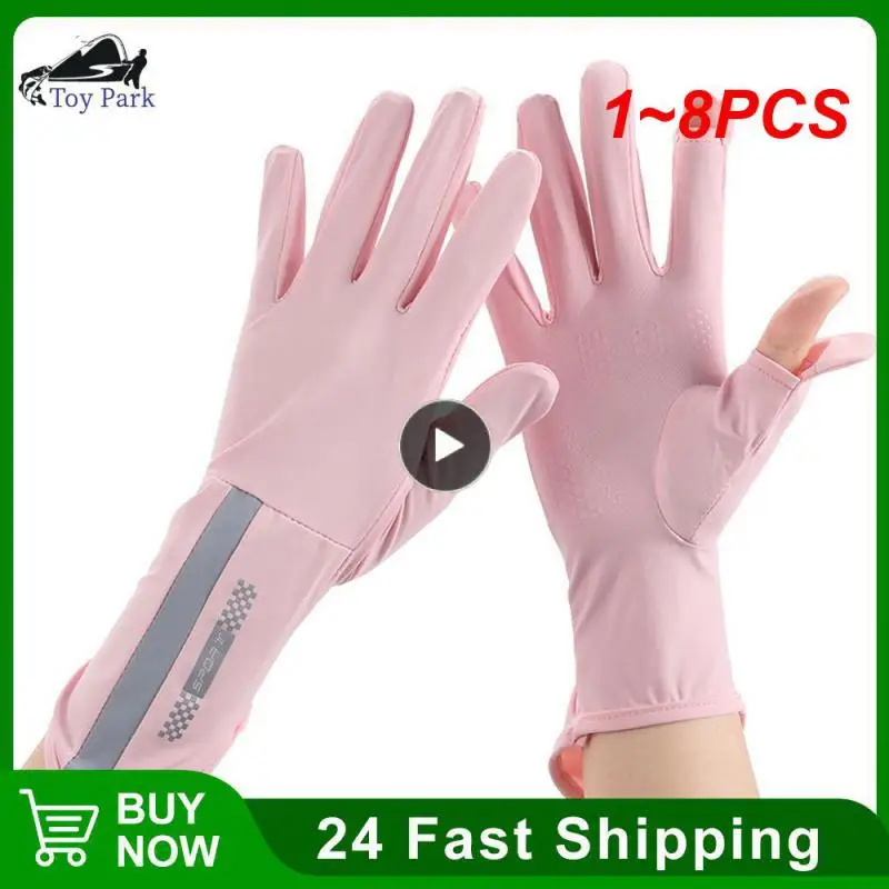 

1~8PCS Sunscreen Bike Gloves Expose Two Fingers UV Resistant Thin Summer Anti-skid Breathable Touch Screen