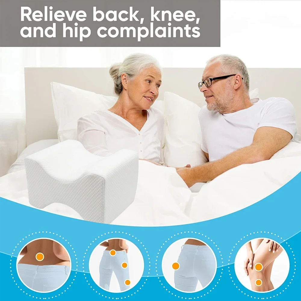 Slow rebound Knee Pillow for Side Sleep Memory Foam Wedge Contour Spacer Cushion for Spine Alignment Back Pain Pregnancy Support
