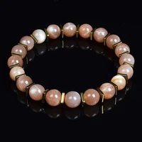 Bracelets en Perles de Labrumen Gris, Pierre Naturelle et Hématite Dorée, Tranche Carrée, Pierre de Lune, Bijoux de Haute Qualité, pour Homme et Femme 2