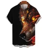 Wolf 3D Printed Havana Beach Shirts, Casual Fashion, Oversized Streetwear, Short-sleeved Shirts, Blouses, Men's Clothing 4