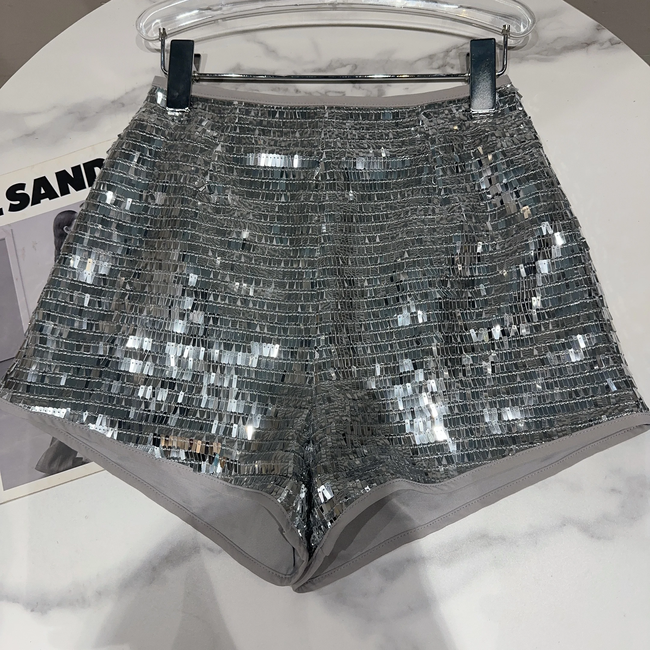 Hot Girl Square Sequined Heavy Industry Cool High Waisted Three-Point Shorts 2023 Summer New Nightclub Sexy Booty Shorts Women