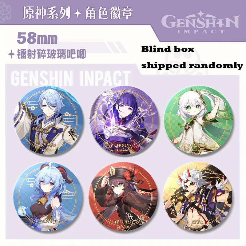 

Genshin Impact Game Character Badge Alhaitham Nahita Miko kokomi HuTao Ayaka Diluc Xiao Raiden Shogun shipped randomly 1PC/30PC