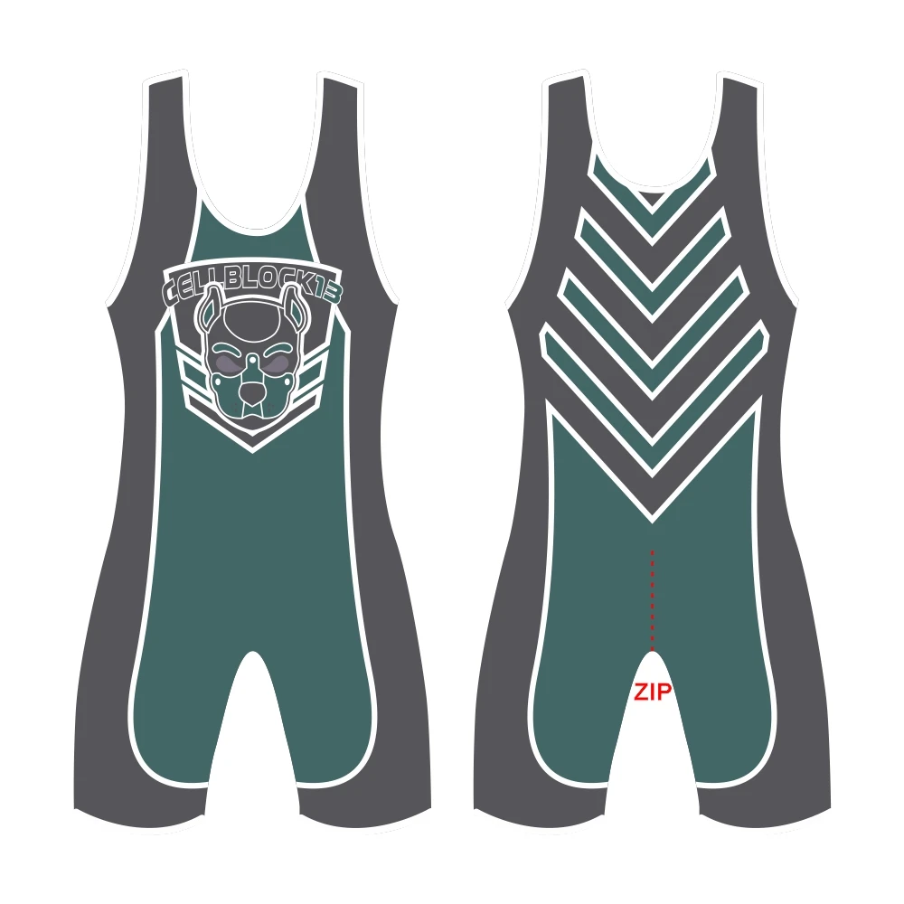 Kennel Club Cb13 Men's Wrestling Zipper Singlets Onepiece Powerlifting