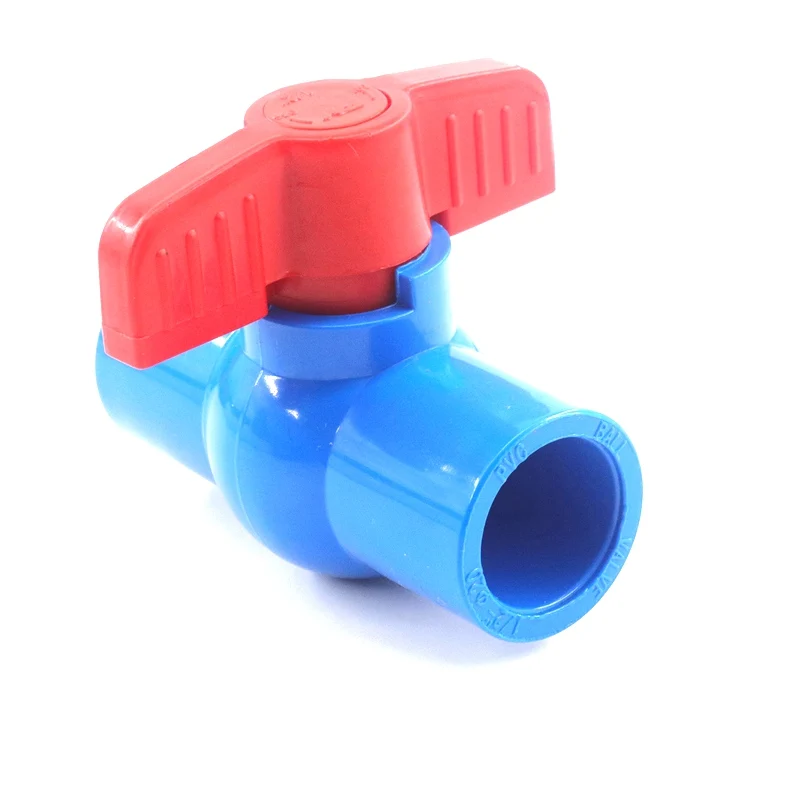 U-PVC No-thread Nonslip Full Port Ball Valve Blue Red 1 Inch Inner Dia 