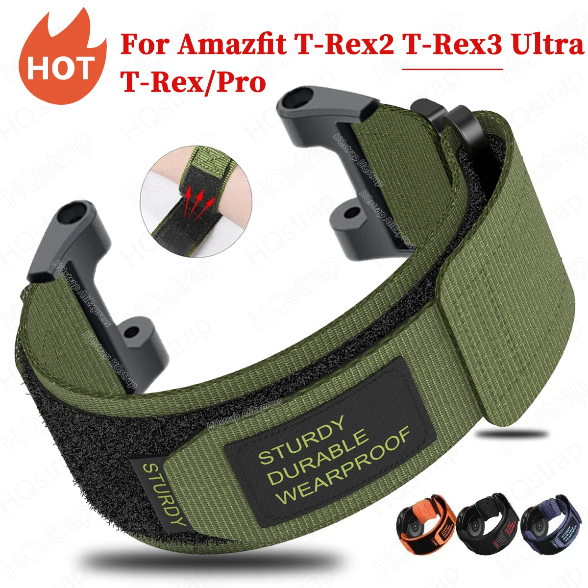Ruentech Cinturino Di Ricambio In Nylon Per Amazfit T-Rex - Morbido, Traspirante E Regolabile (Nero + Grigio)