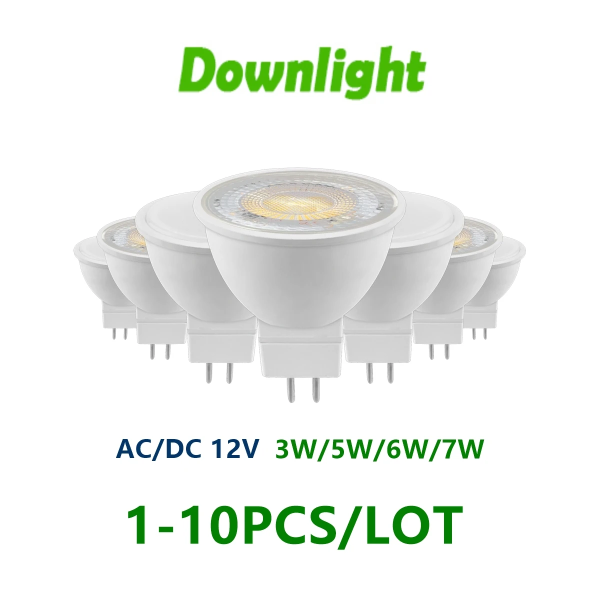 LED 스포트라이트 MR16 GU 5.3 AC/DC 12V 3W -7W 가정 장식용 따뜻한 화이트 데이 라이트, LED 조명 램프 50W 할로겐 스포트라이트 교체 