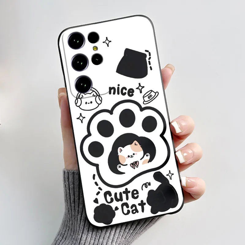 Aesthetic Cute Cat Cartoon Black Soft Silicone Shockproof Phone Case