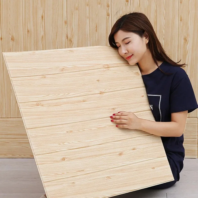 10Pcs-30Pcs 35*35cm 3D Wood Grain Wall Sticker Self Adhesive Waterproof Living Room Kitchen Background Wall Decoration